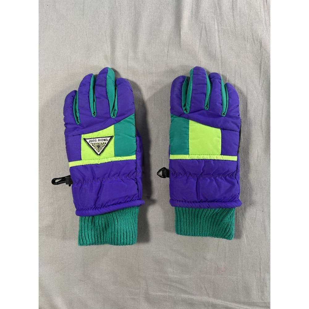 Vintage‎ 80's Ski Gloves Color block Kids Ages 5-8 Insulated Ski Gloves